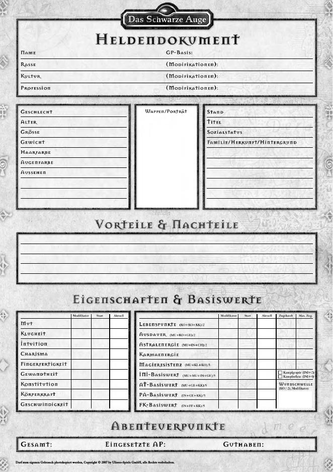 bersicht DSA Heldendokument Original bersicht DSA Heldendokument Original